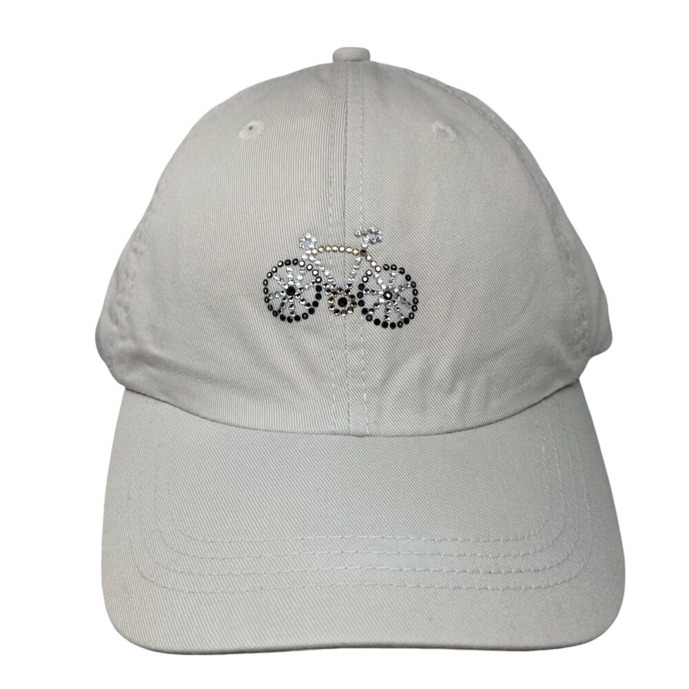 Rhinestone Bicycle Bling Slideback Hat Cream One Size Adjustable
